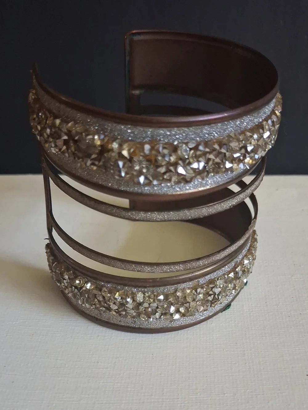 Crystal-Embellished Gold Tone Cuff Bracelet